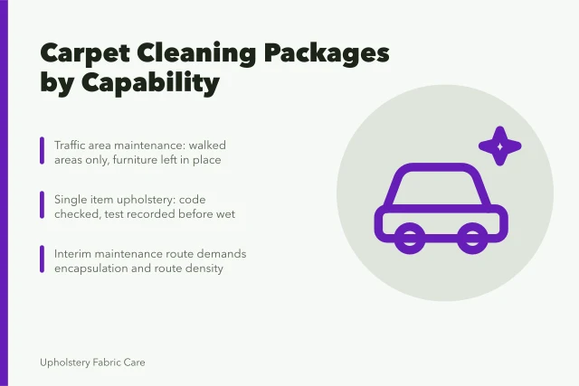 Carpet cleaning service packages described by staffing and equipment demands. What to put in a carpet cleaning business package in 2027