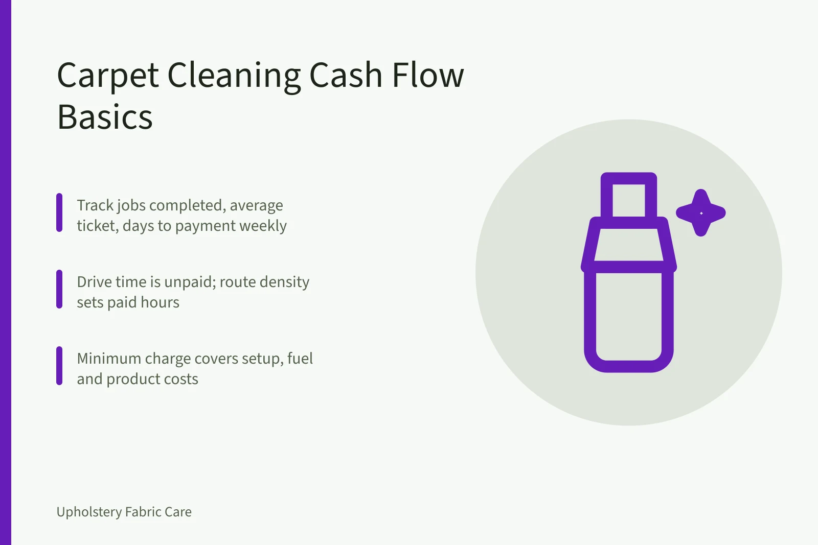Carpet cleaning wand extracting water from damp carpet fibers. Carpet cleaning cash flow basics for owners who hate spreadsheets, explained