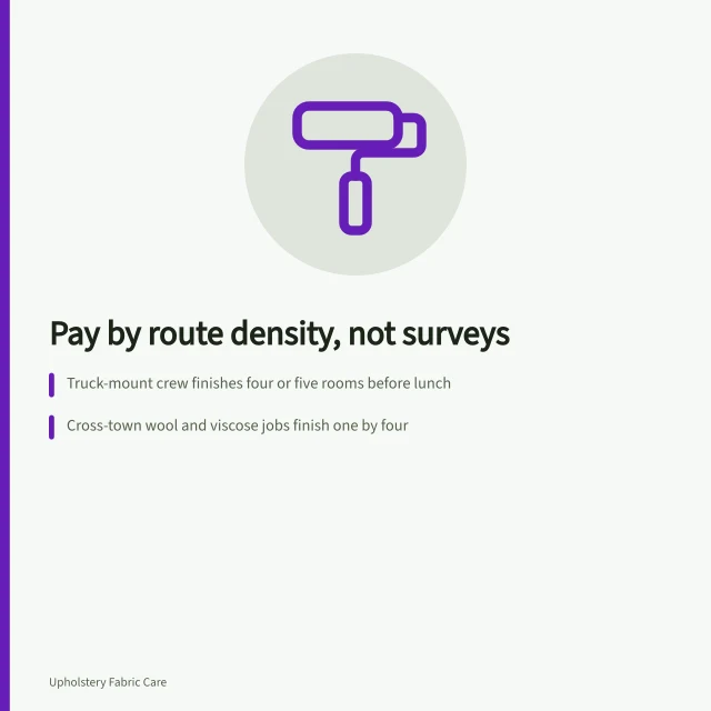 Carpet cleaning labour costs driven by route density and job mix. The labour bill in a carpet cleaning business