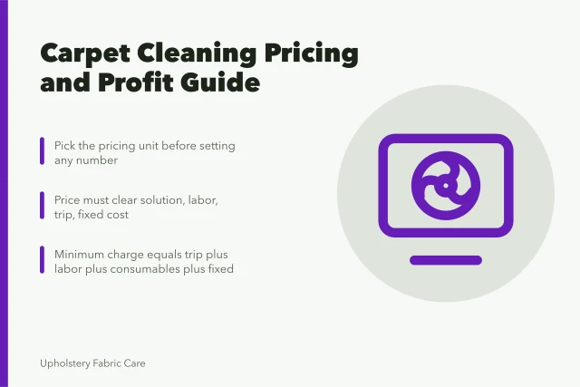 Carpet cleaning pricing guide covering units, costs, and minimum charges. Carpet cleaning pricing and profit guide