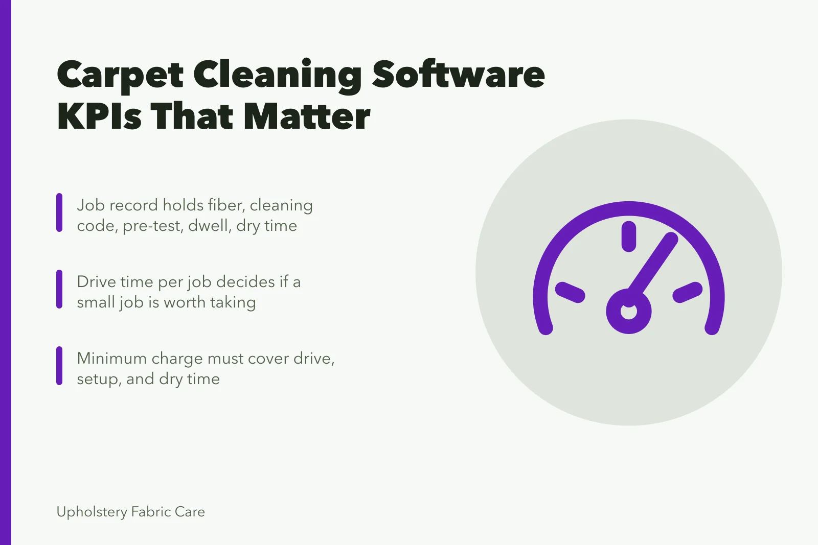 Card showing carpet cleaning software KPIs for route density and drive time. Carpet cleaning software and the KPIs it should report in 2027