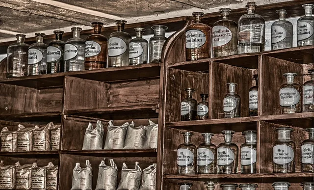 pharmacy, antique, old, chemicals, bottles, glass bottles, shelf, formerly, stock, container, bottle, drink, medicine, tools, heal, remedies. Health Canada chemical labels for cleaning products: WHMIS and CCCR basics