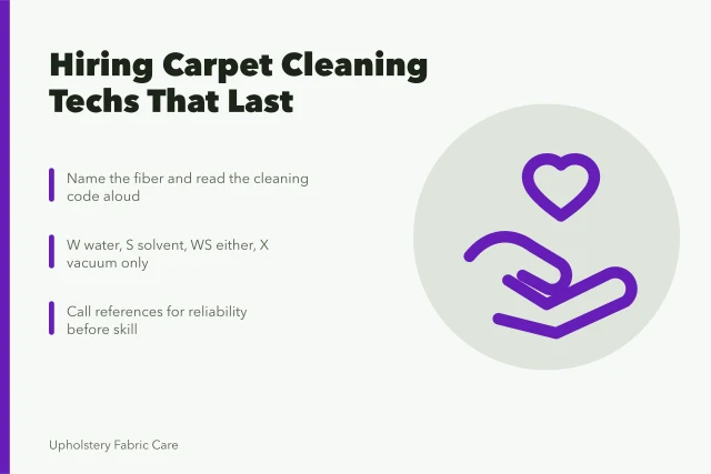 Hiring carpet cleaning technicians: fiber tests, cleaning codes, reference checks. Finding good staff for a carpet cleaning business