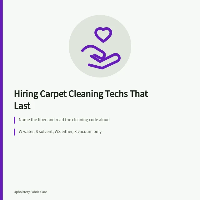Hiring carpet cleaning technicians: fiber tests, cleaning codes, reference checks. Finding good staff for a carpet cleaning business