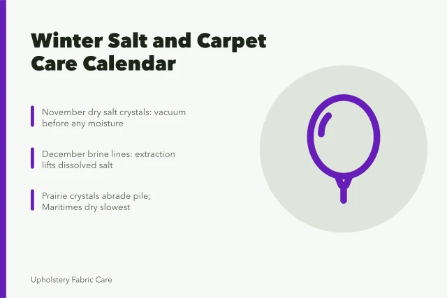 Calendar icon for winter salt and carpet care by region. Winter salt and slush, a Canadian carpet care calendar