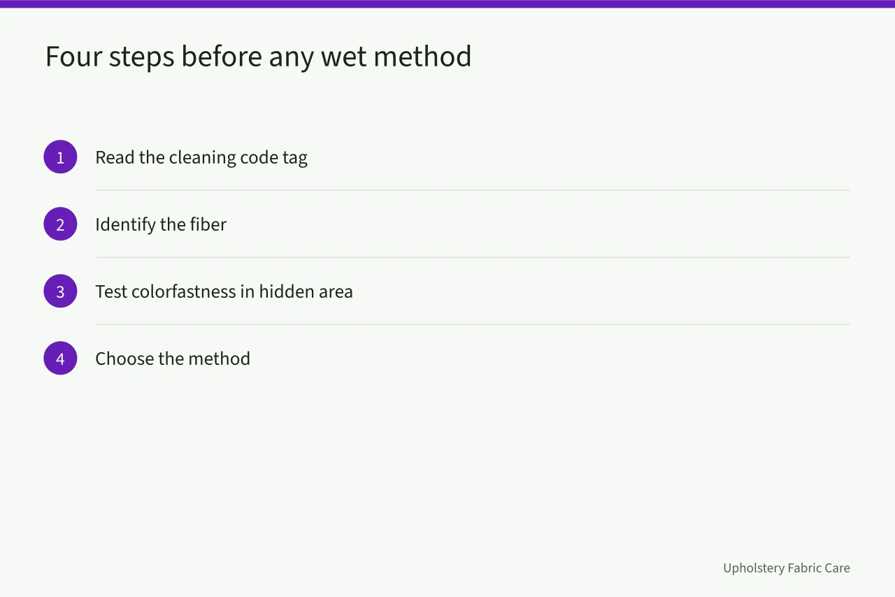 Four-step sequence for reading tag, fiber, colorfastness, method (How a carpet cleaning business hires and trains)