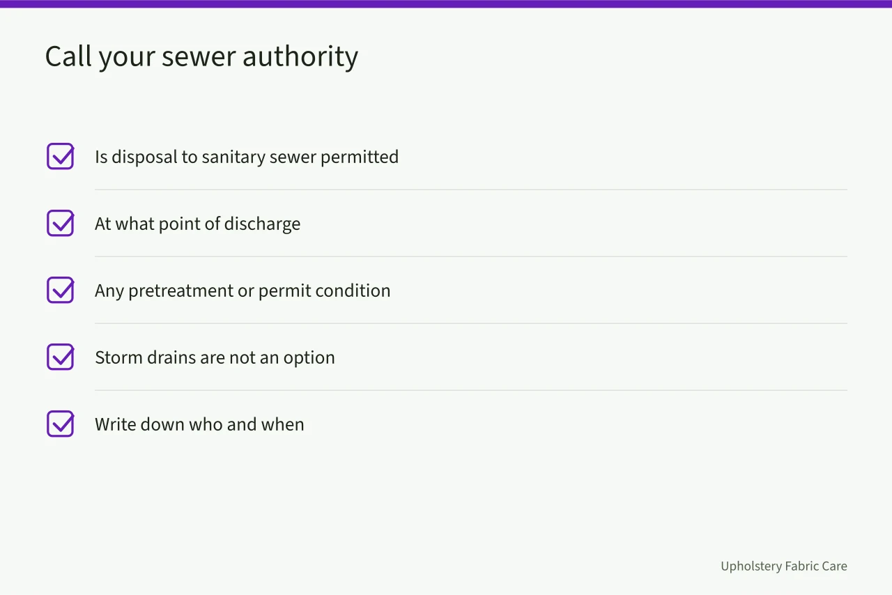 Checklist of questions to ask the sewer authority before buying equipment (The compliance side of a carpet cleaning business)