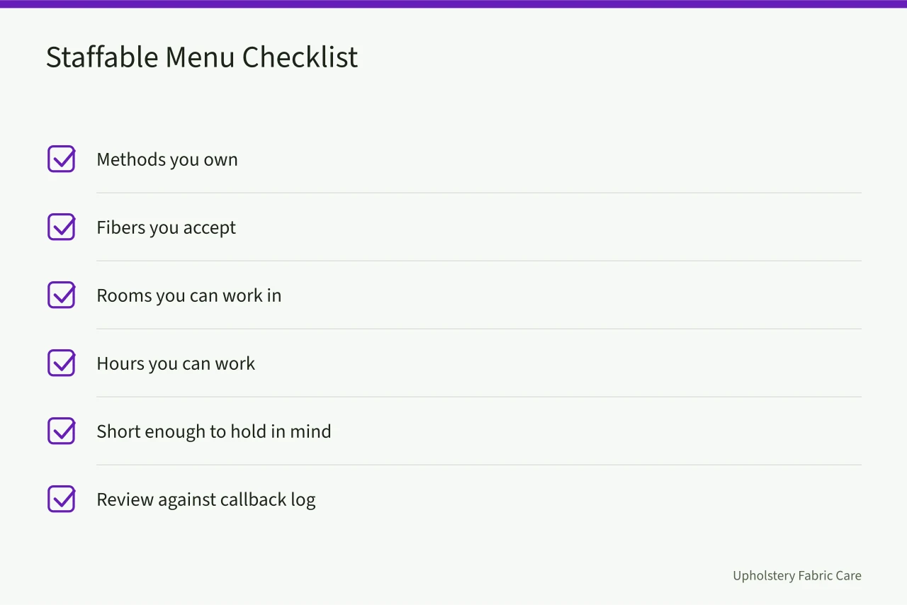 Checklist for building a carpet cleaning menu you can staff (How to bundle carpet cleaning services for first-year owners)