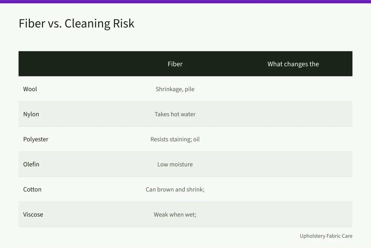 Comparison table of carpet fibers and their cleaning risks (How to be the carpet cleaning business people recommend for new owners)