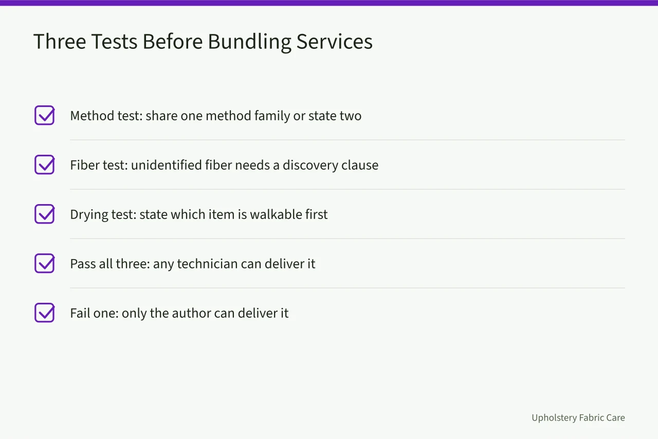 Checklist of method, fiber, and drying tests for bundling carpet cleaning services (How to build carpet cleaning packages that stay easy to sell)